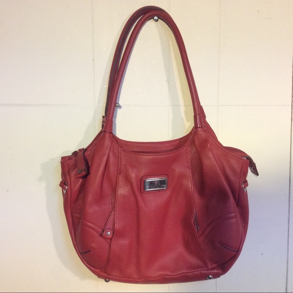 Leather Isaac Mizrahi Red Shoulder Bag - Picture 13 of 14
